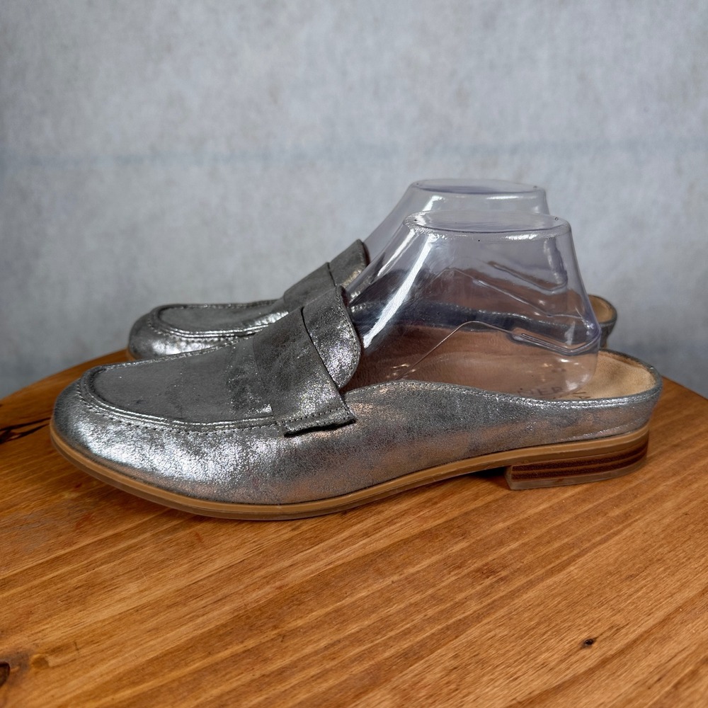 Naturalizer Mule Loafers Womens 11M Silver Metallic Good Penny Flats - Picture 9 of 15